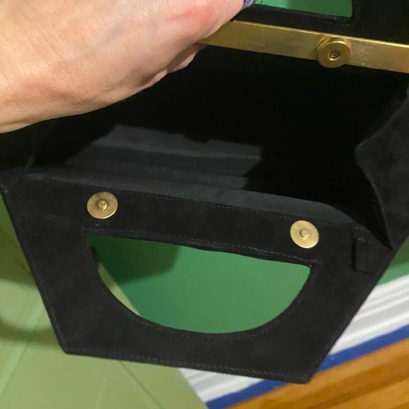 $625 Vintage 90s Donna Karan black
Suede trapeze clutch bag couture collectible - Picture 9 of 12